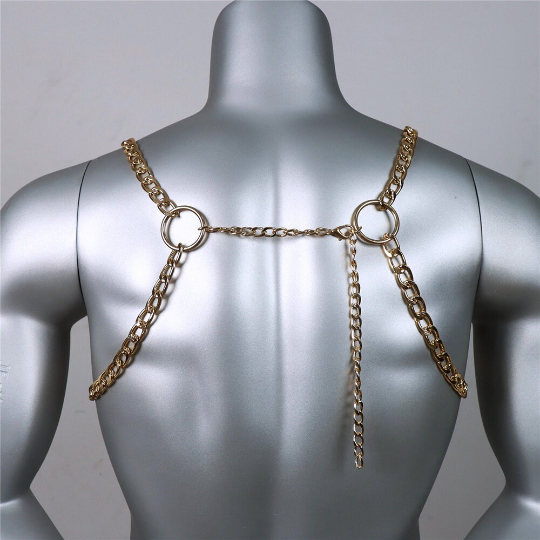 Ketten Harness MEN x2 in Silver oder Gold , Techno Harness 