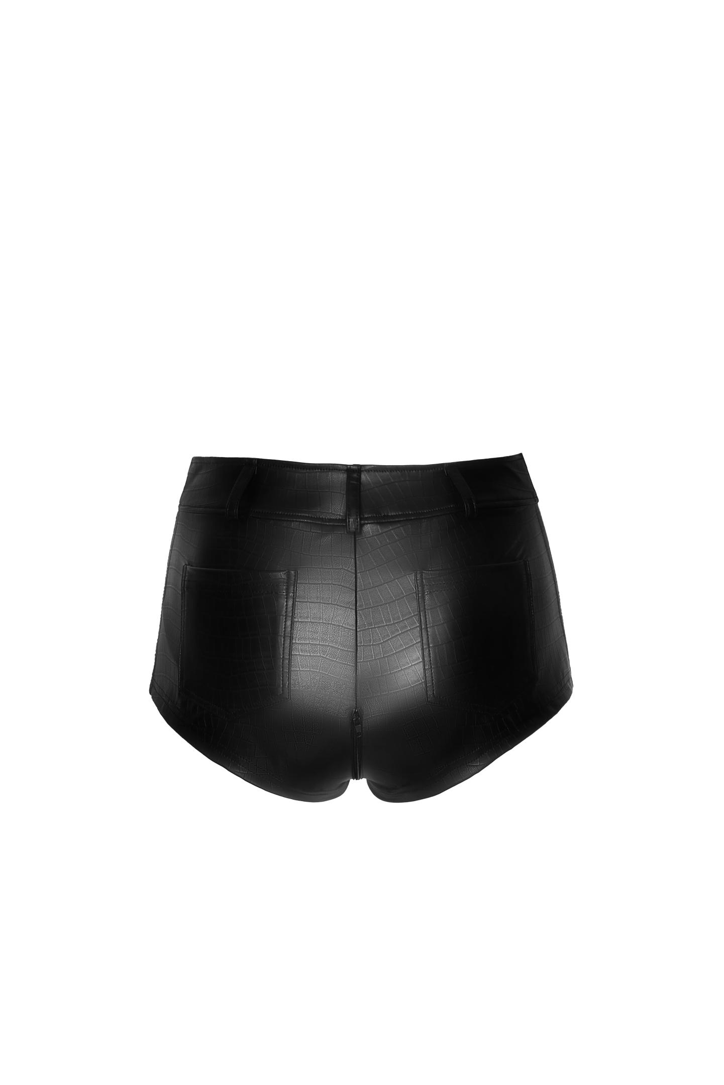 NOIR HANDMADE Snake Wetlook Shorts  in Schwarz, Clubwear Techno 