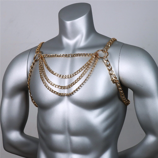 Ketten Harness MEN x2 in Silver oder Gold , Techno Harness 