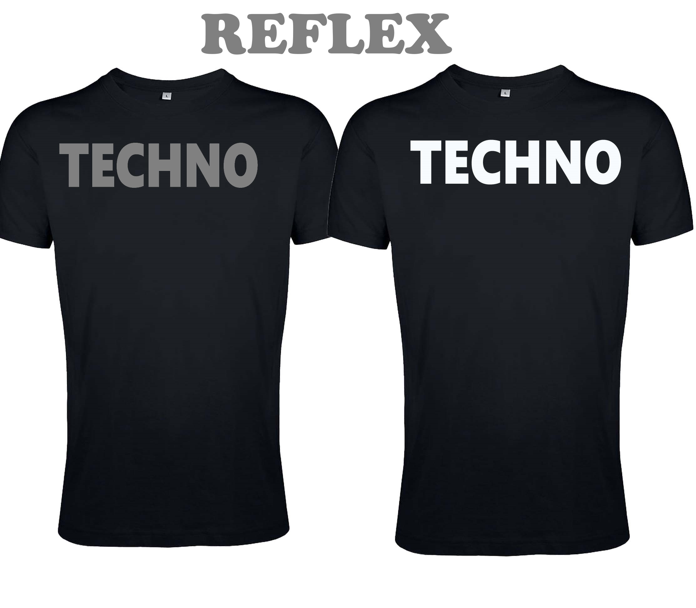 T-Shirt von SONICX Model " TECHNO CLASSIC" in Schwarz-Weiss oder REFLEX