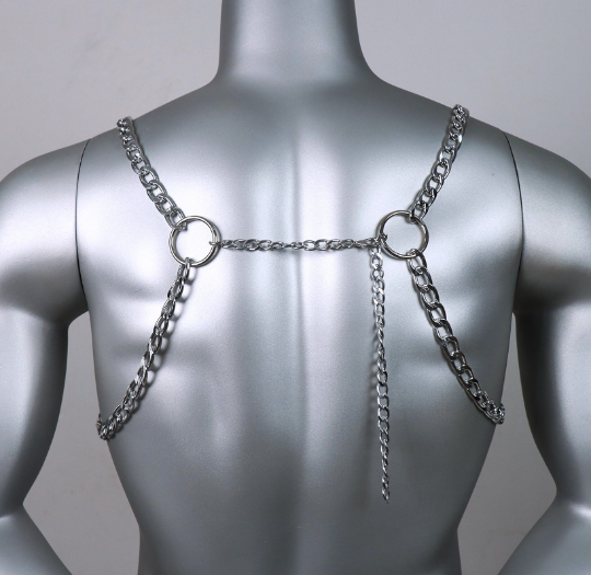 Ketten Harness MEN in Silver oder Gold , Techno Harness 