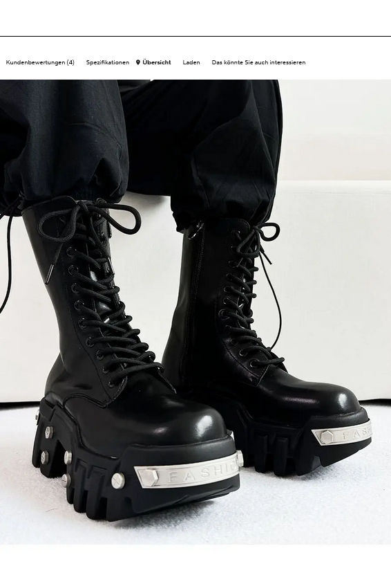 Unisex DARK TECHNO Boots TOWER X  in Schwarz / handgemacht  , Clubwear Techno