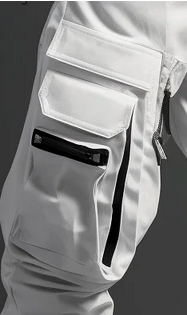 White Cargo Techwear  mit Applikationen  Model X2-White , Techwear White 