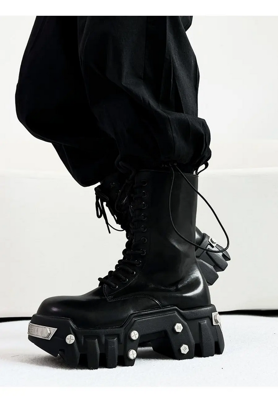 Unisex DARK TECHNO Boots TOWER X  in Schwarz / handgemacht  , Clubwear Techno