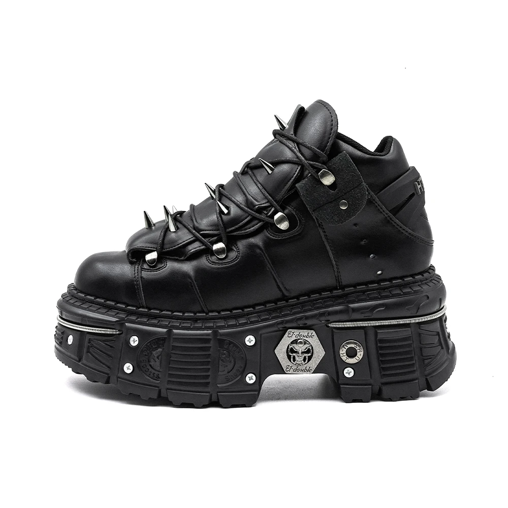 Women DARK TECHNO Boots TOWER x SPIKE in Schwarz / handgemacht  , Clubwear Techno  