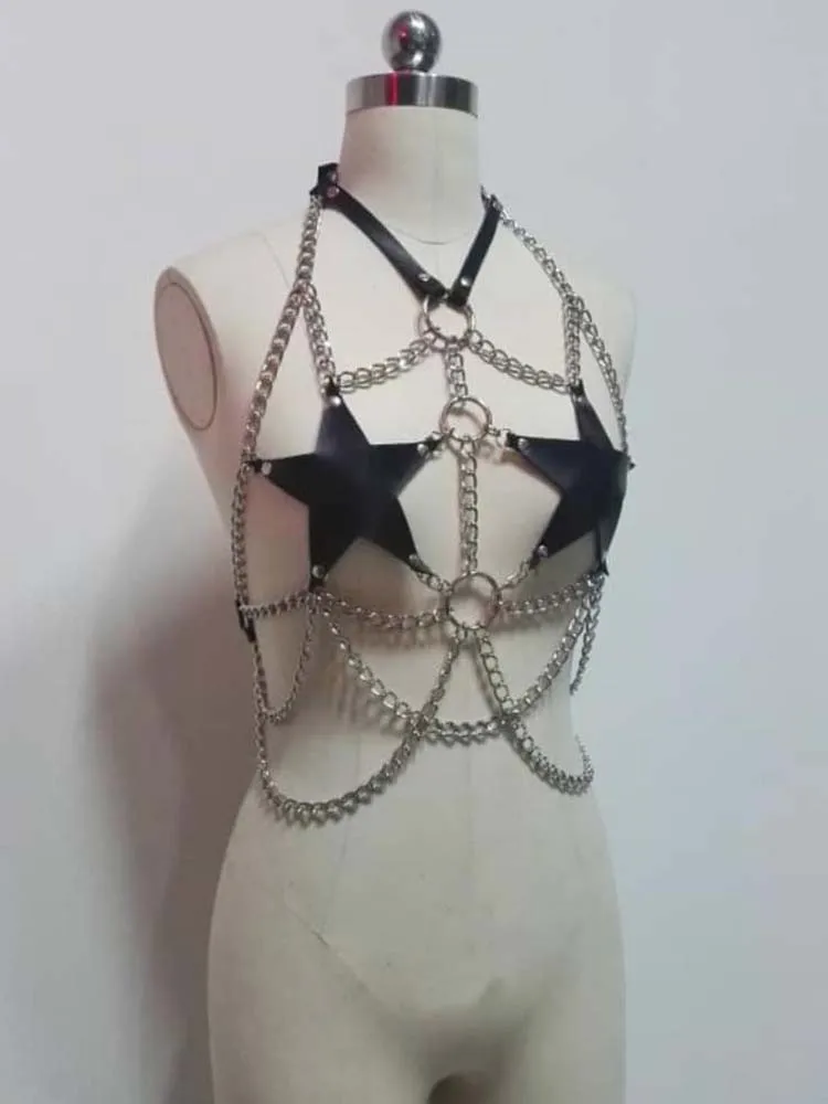 HANDMADE Women Harness  Model " CHAIN x5 Women ", Techno Harness  