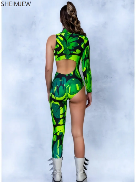 Cyberpunk Women Body Model "GREEN x TATTOO" , Techno Fashion 