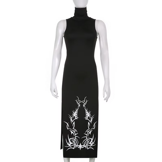 CYBERPUNK Women Kleid in schwarz mit Muster, Cyberpunk