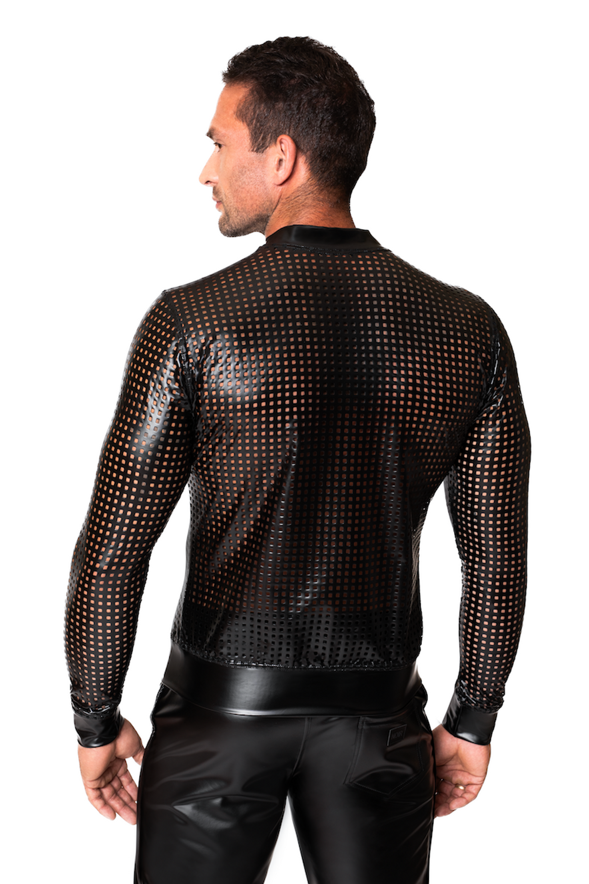 Kinky Rave Laser Cut Jacke in Schwarz von NOIR HANDMADE, Clubwear Techno